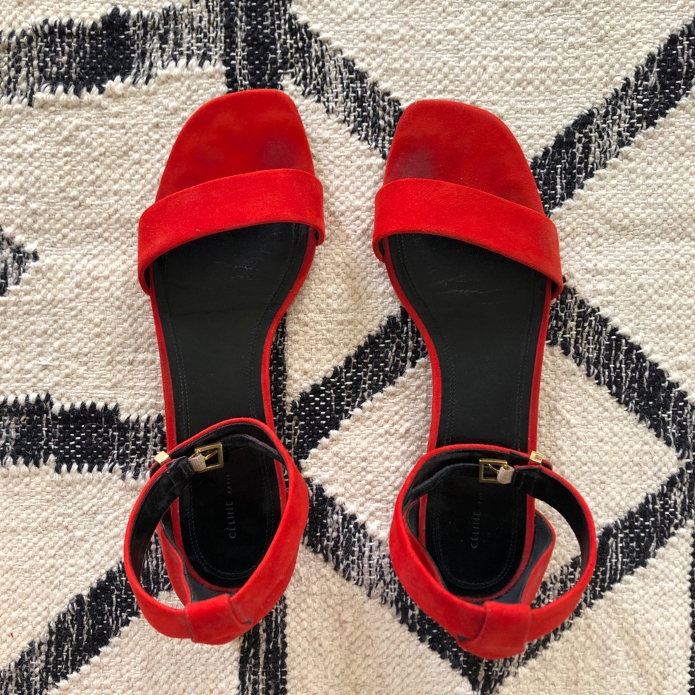 Celine Red Flat Sandals